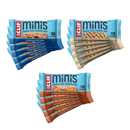 CLIF Bar Minis empaque frontal mostrando variedad y conveniencia