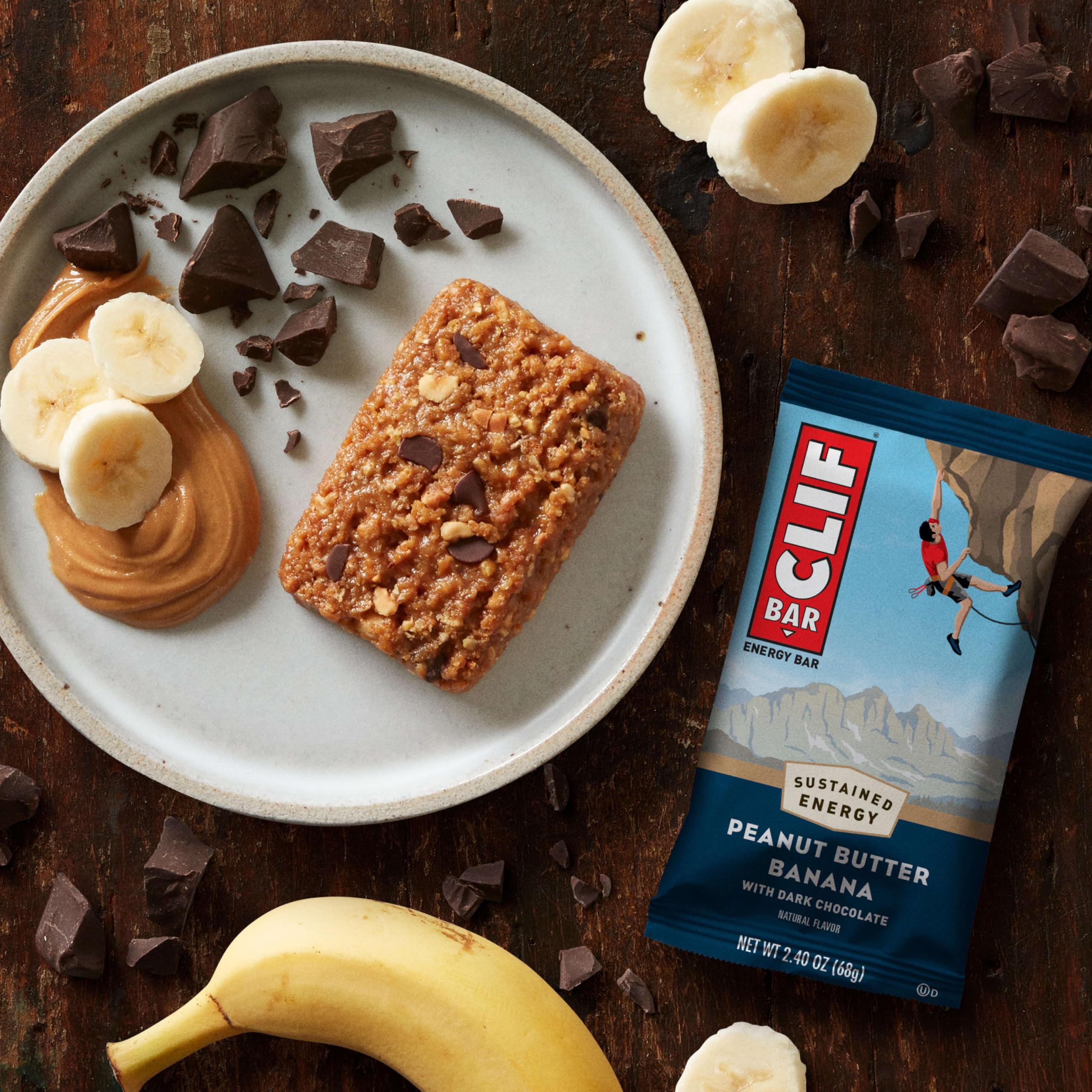 CLIF Bar barra abierta con vista de relleno y aporte calórico práctico