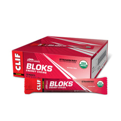CLIF Bar empaque frontal de CLIF BLOKS fresa, portátil y energético