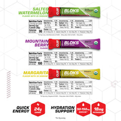 Clif Bloks sobre abierto con cubos listos para consumo rápido