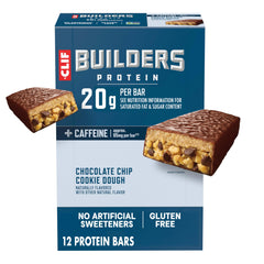 CLIF BUILDERS empaque frontal que muestra sabor cookie dough y beneficios