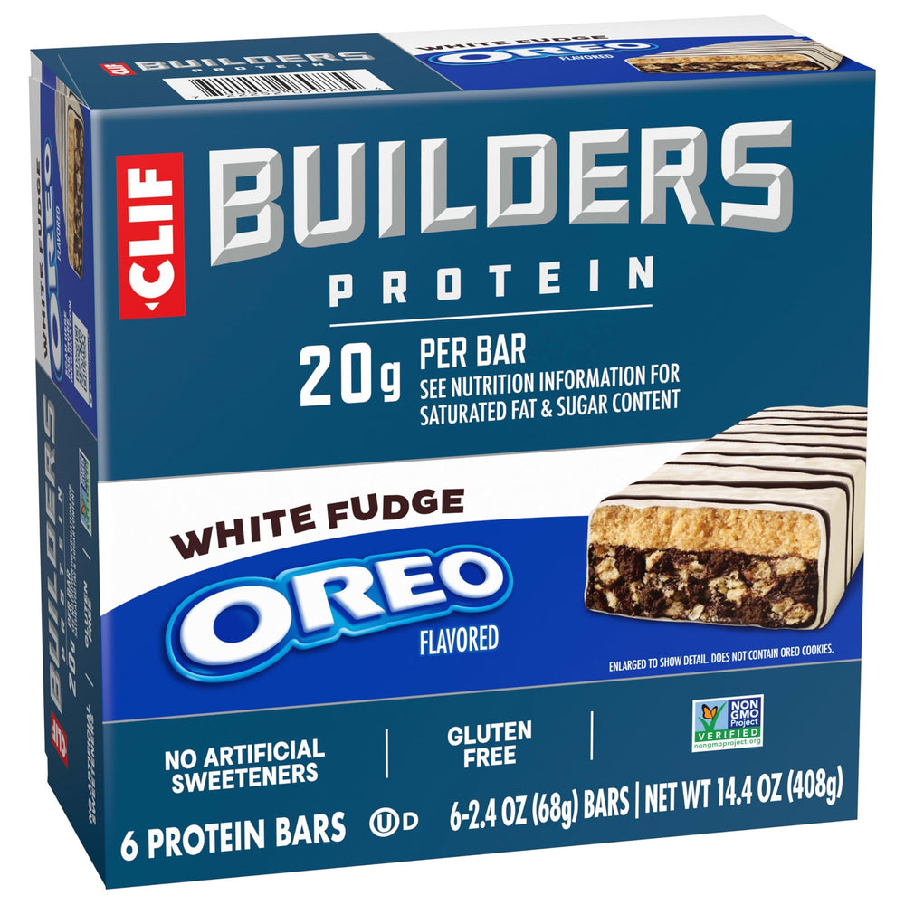 CLIF BUILDERS etiqueta nutricional con información de proteína y ingredientes