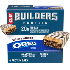 CLIF BUILDERS frente del empaque mostrando seis barras y beneficios proteicos