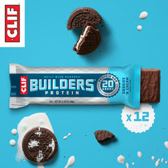 CLIF BUILDERS barra en mano mostrando tamaño portable y control de porciones
