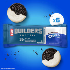 CLIF BUILDERS corte que revela textura crujiente y aporte de proteína
