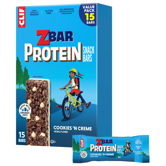 Clif Kid ZBar paquete frontal mostrando 15 barras y conveniencia