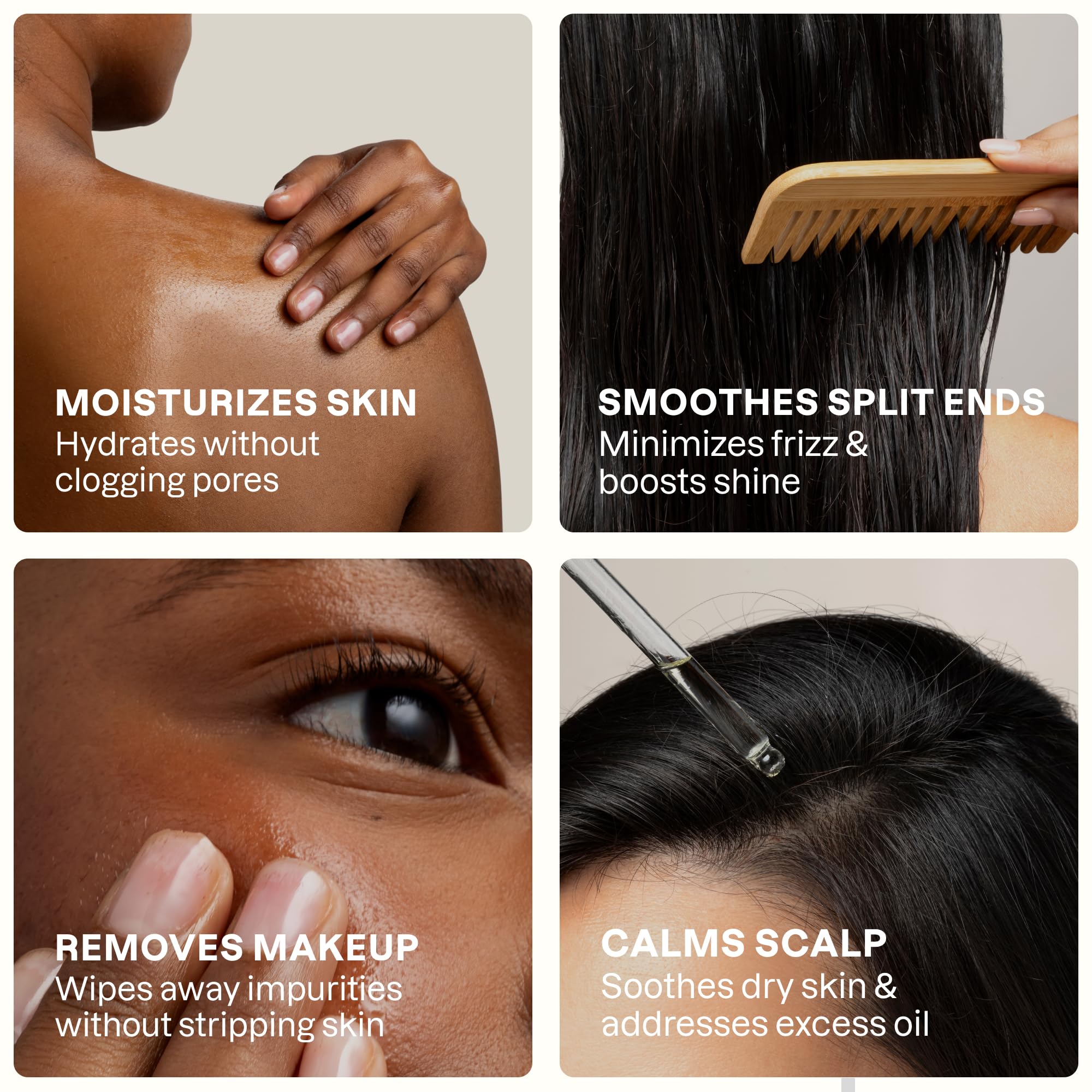 Masaje de cabello con Cliganic jojoba para brillo y control de puntas abiertas