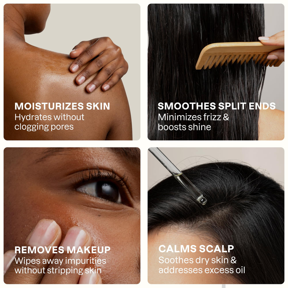 Masaje de cabello con Cliganic jojoba para brillo y control de puntas abiertas