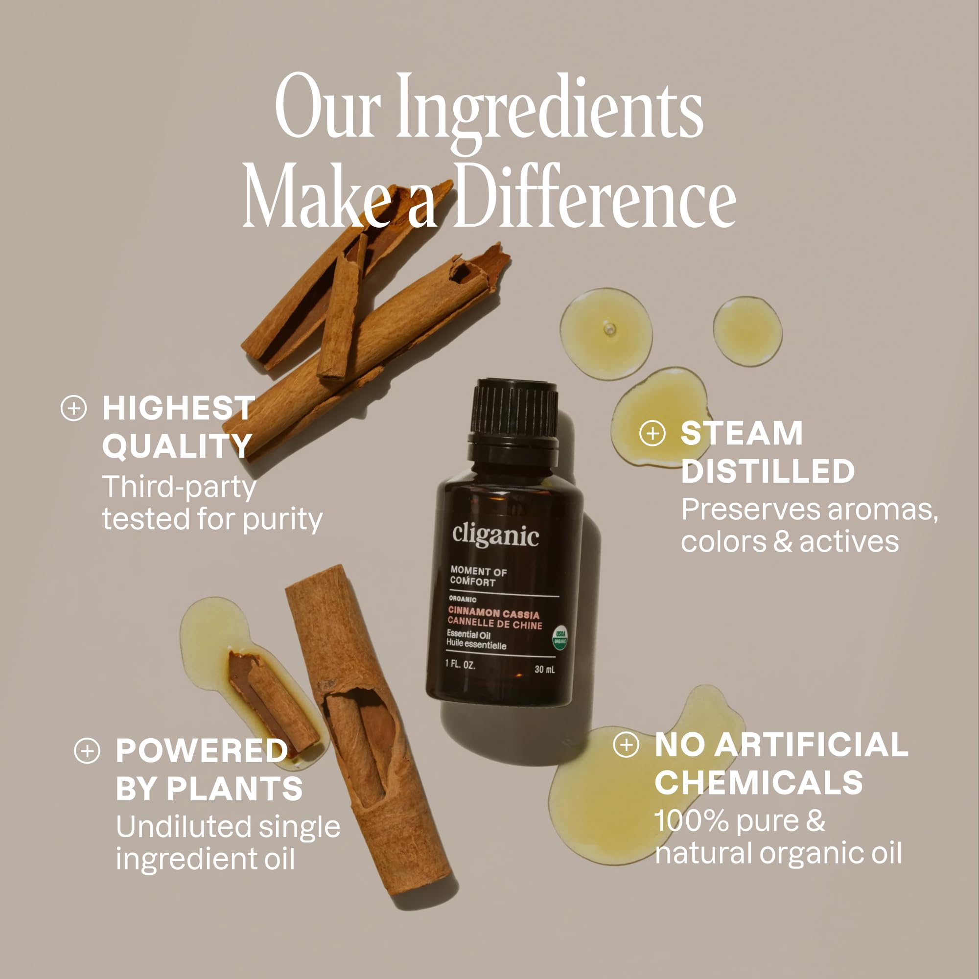 Etiqueta de Cliganic con certificaciones USDA Organic y Non-GMO para confianza