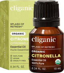 Cliganic frasco delantero citronela mostrando pureza y diseño