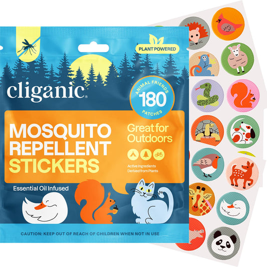 Cliganic paquete frontal mostrando 180 parches y beneficio de ahorro