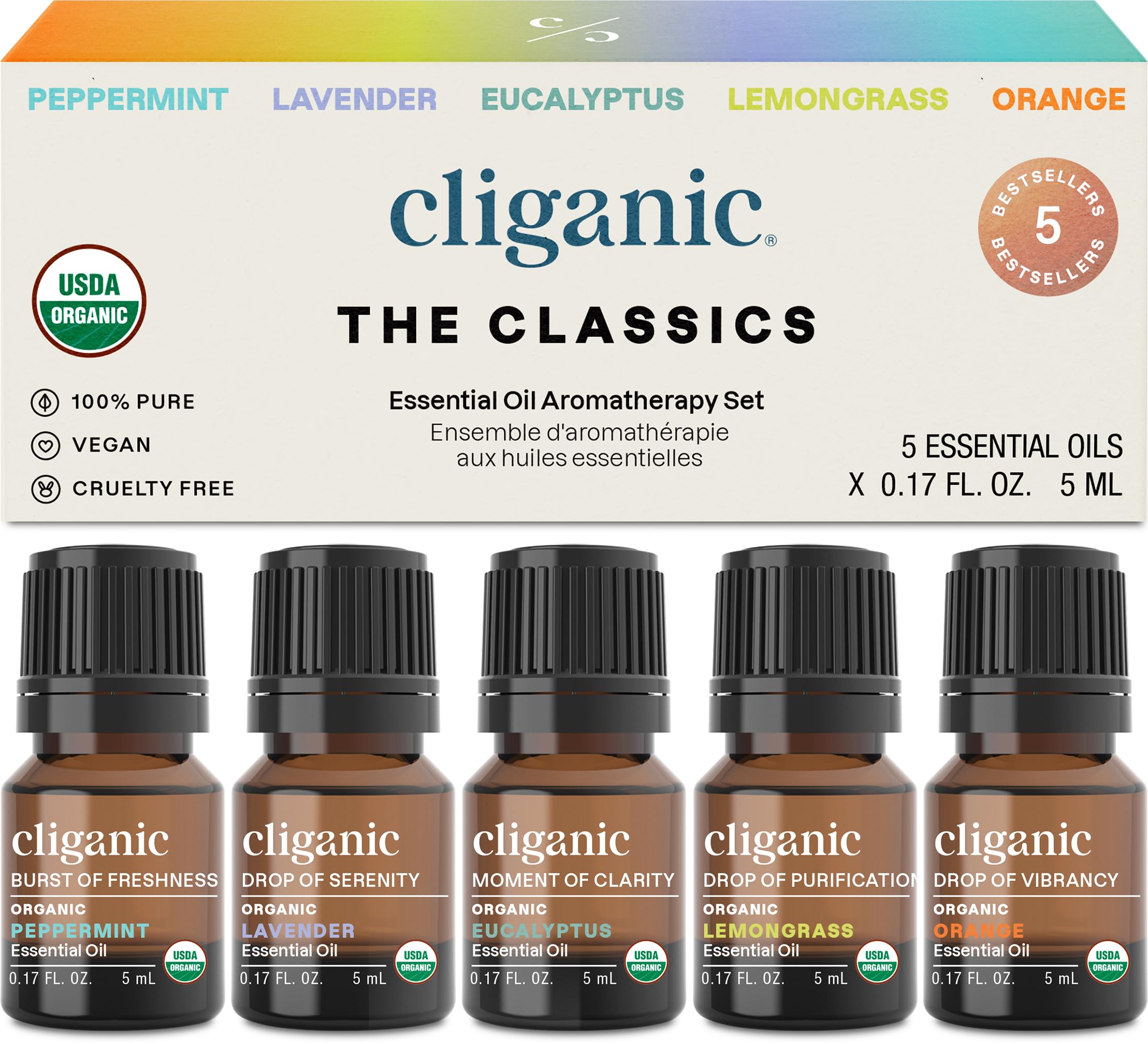 Cliganic conjunto frontal con cinco botellas, muestra pura y certificada