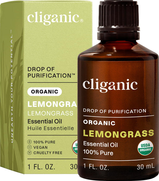 Cliganic hierba luisa botella frontal mostrando pureza orgánica