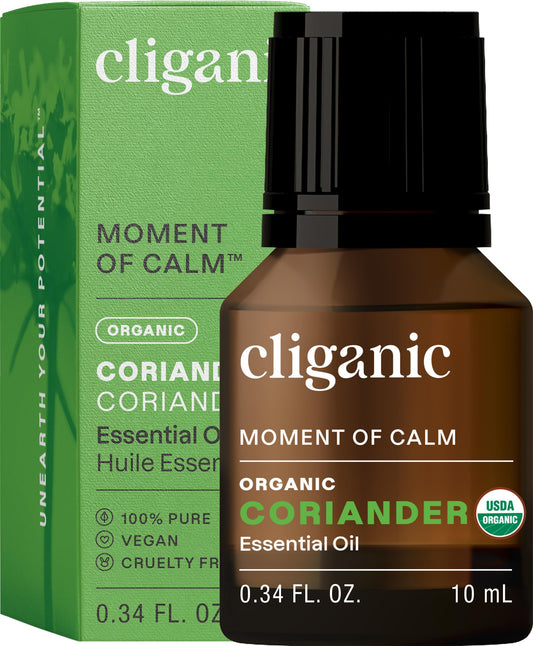 Botella de Cliganic aceite esencial cilantro, aroma vigorizante para aromaterapia