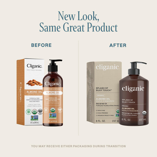 Cliganic Organic Sweet Almond Oil label packaging highlights USDA Organic certification