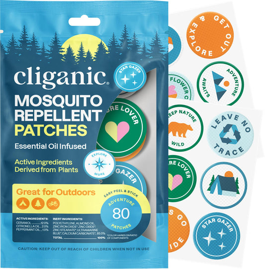 Cliganic vista frontal del paquete con 80 parches, protección portátil