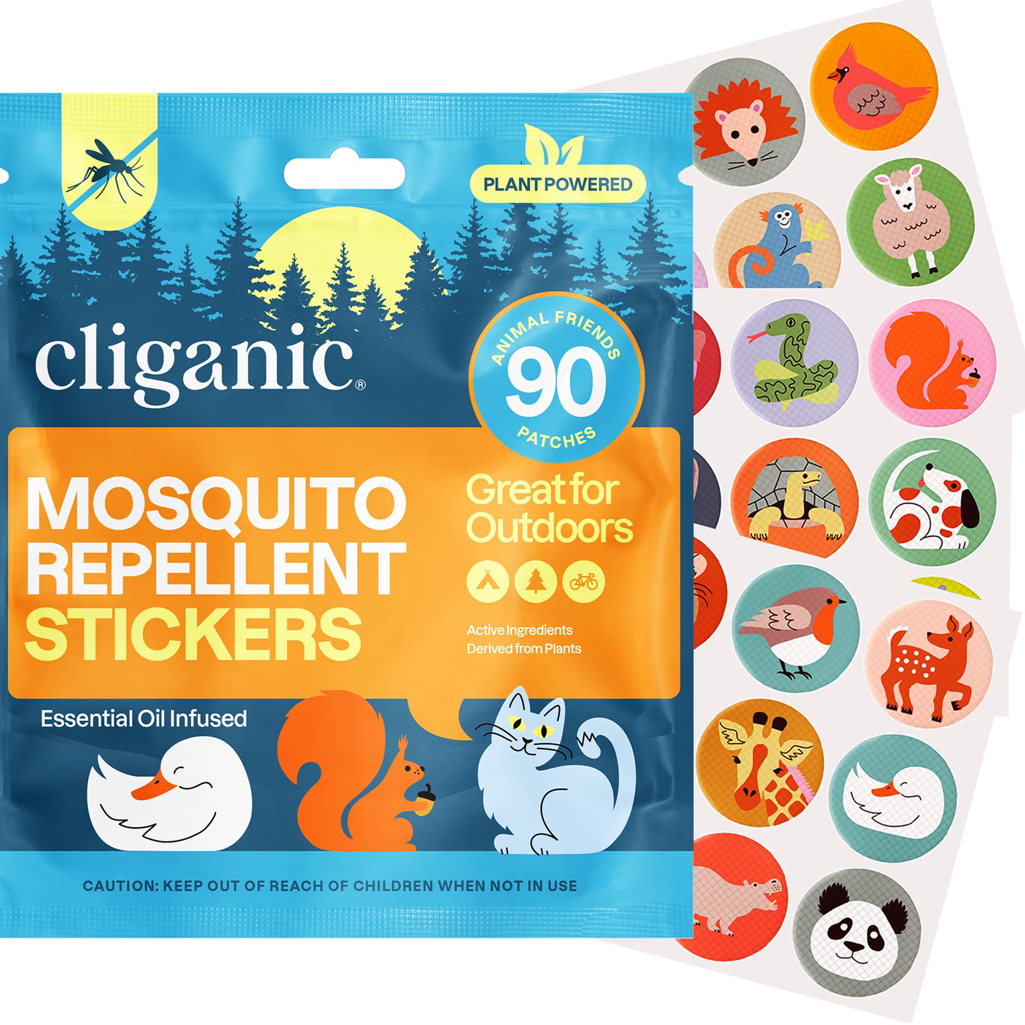 Cliganic caja frontal mostrando 90 parches y beneficios portátiles