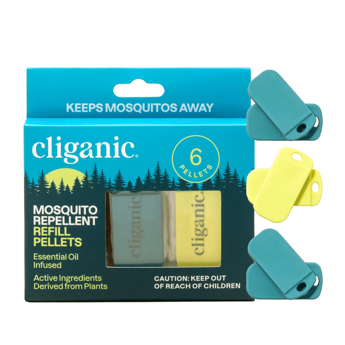Cliganic pastillas recambio frontal mostrando el paquete y facilidad de transporte