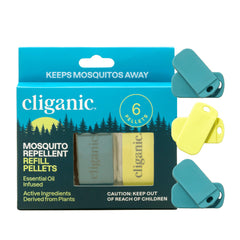 Cliganic pastillas recambio frontal mostrando el paquete y facilidad de transporte