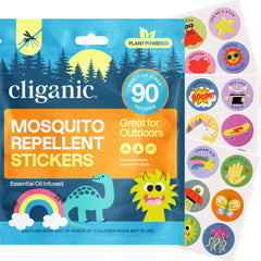 Cliganic pack frontal mostrando 90 pegatinas y beneficio práctico