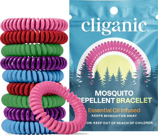 Cliganic pulsera frente del paquete mostrando colores y cantidad, conveniencia para familias