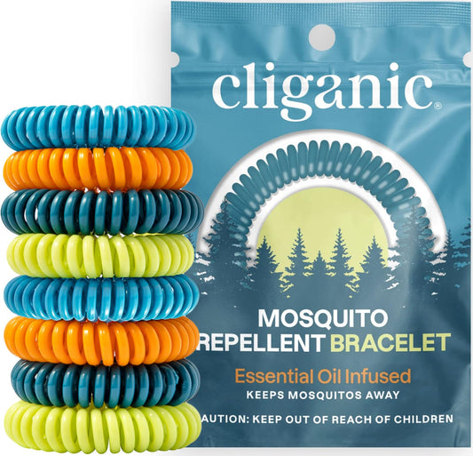 Cliganic empaque frontal mostrando las 20 pulseras, protección portátil
