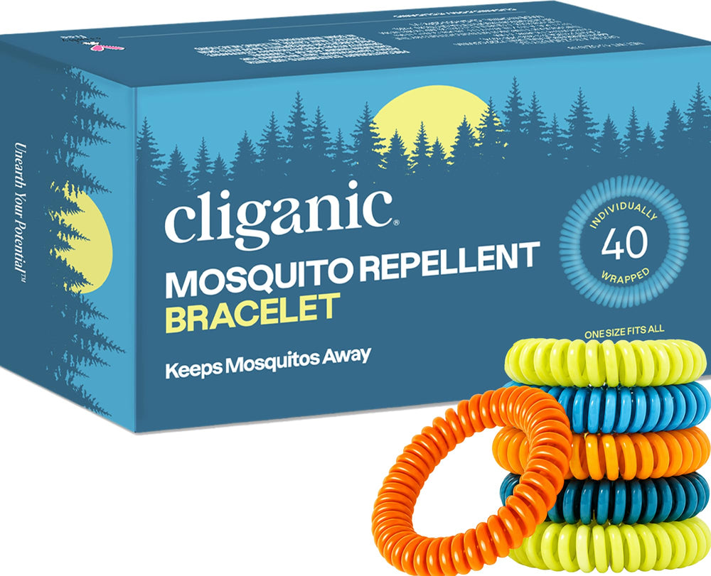 Cliganic pack frontal mostrando 40 pulseras, ahorro y conveniencia