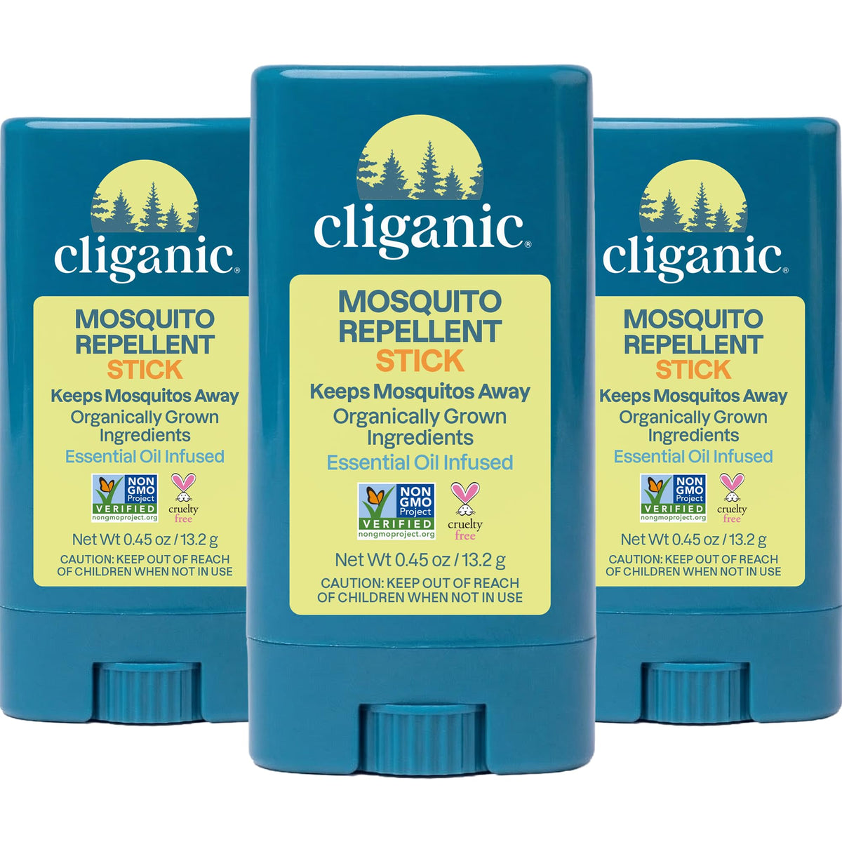 Cliganic stick frontal del empaque mostrando beneficio portátil