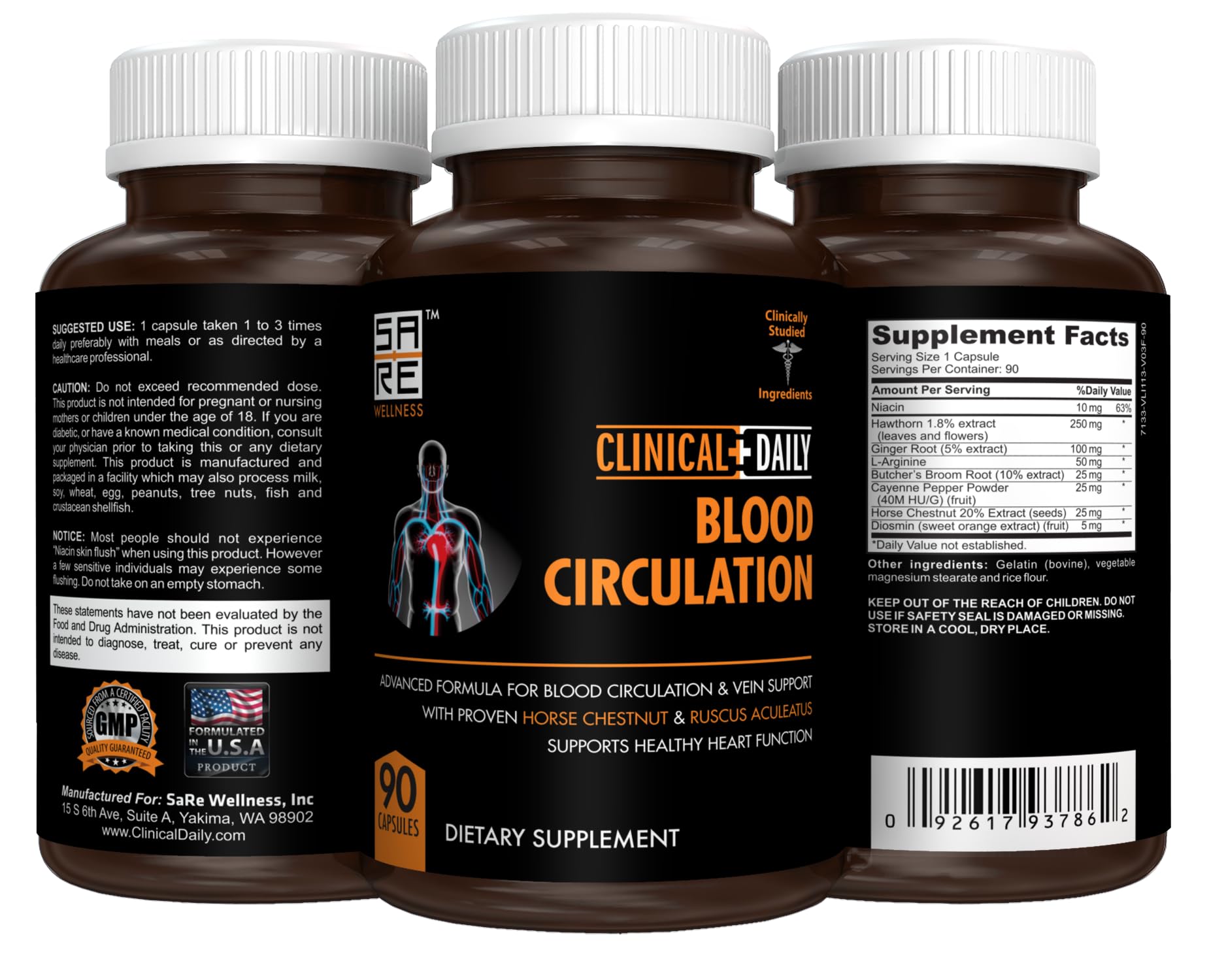 Clinical Daily cápsula en mano para comparar tamaño y escala