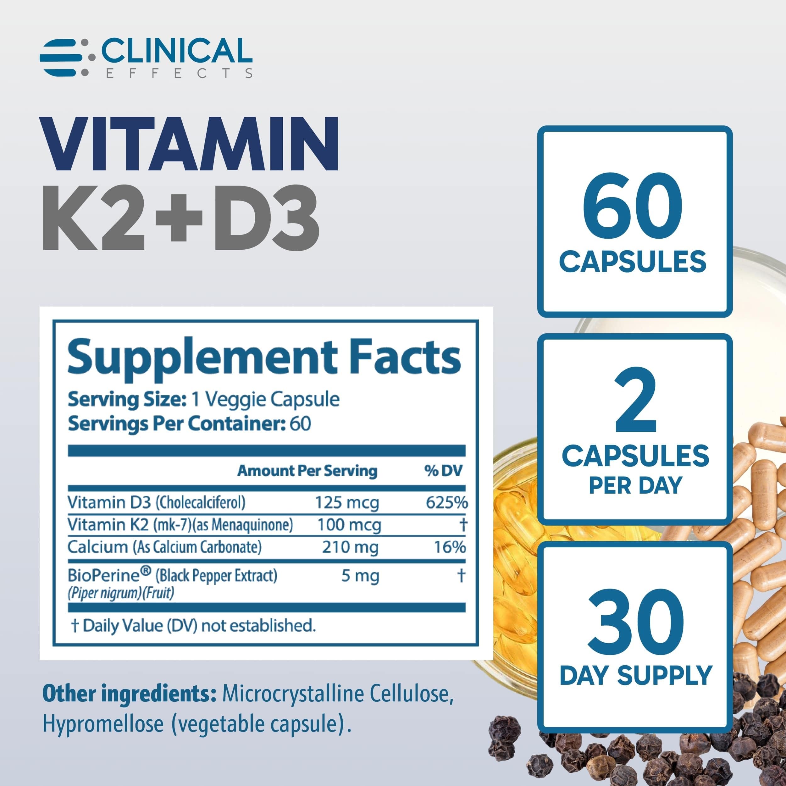 Clinical Effects etiqueta en detalle con ingredientes clave visibles