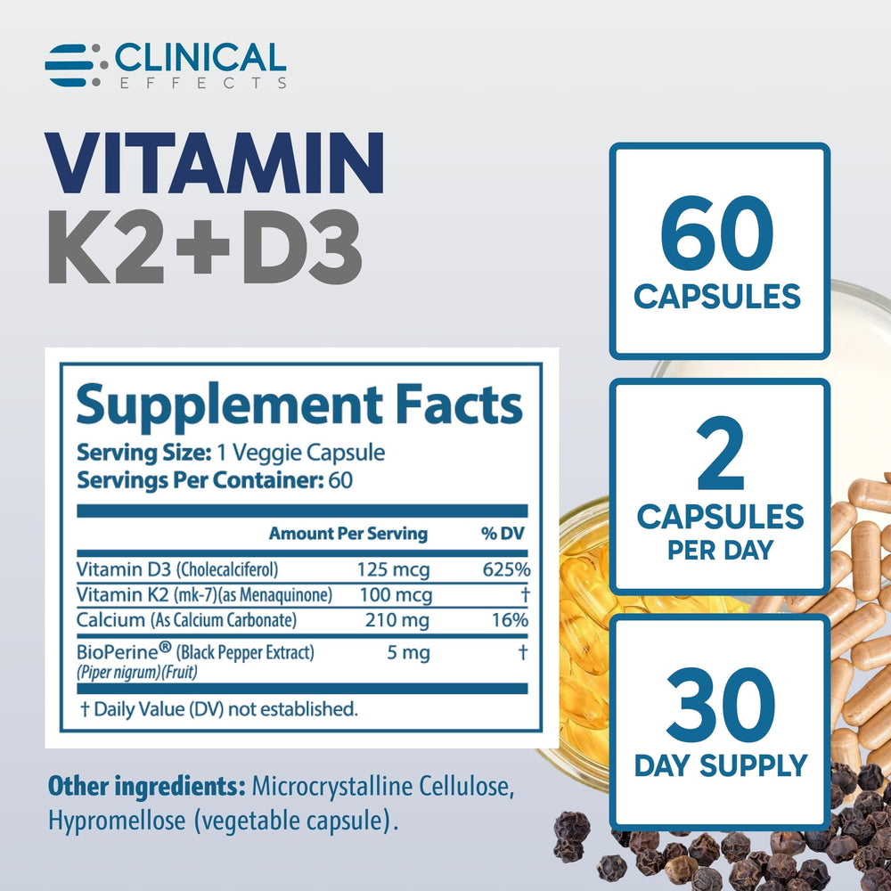 Clinical Effects etiqueta en detalle con ingredientes clave visibles