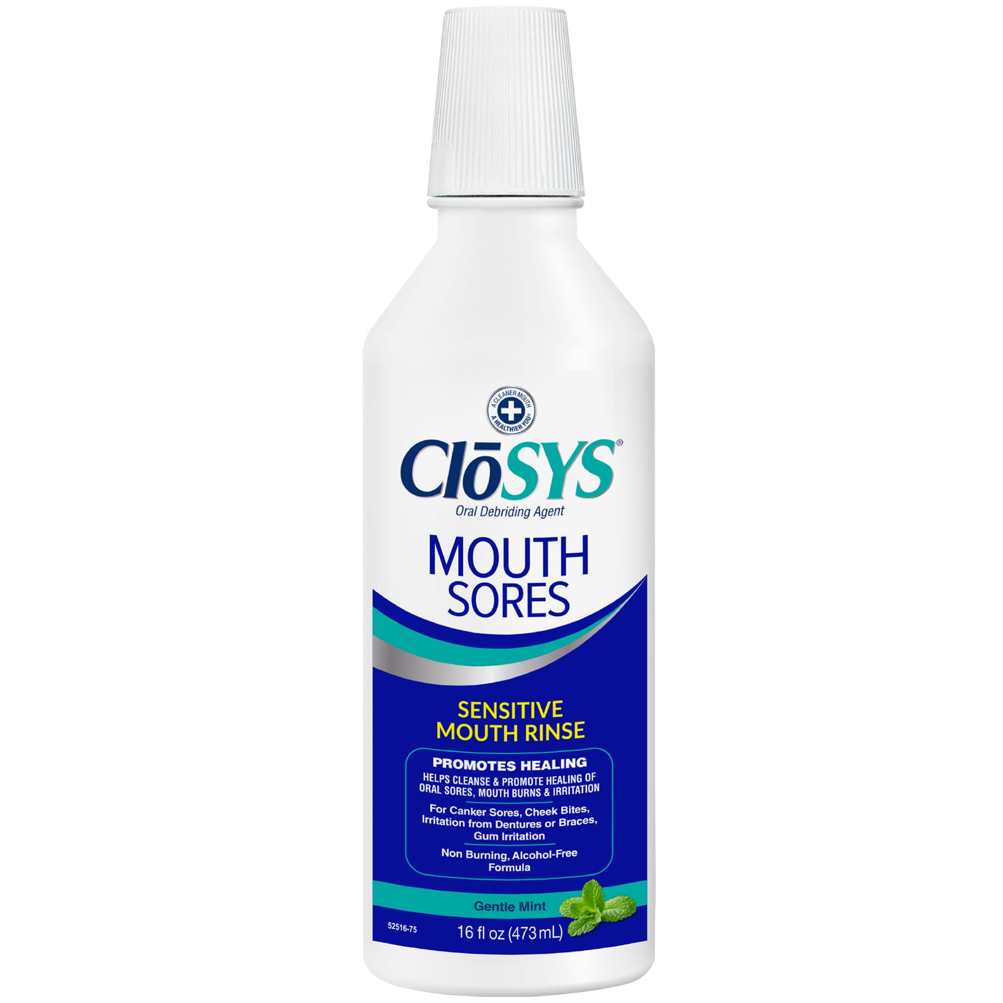 CloSYS botella frente 16 oz mostrando presentación y marca, limpieza confiable