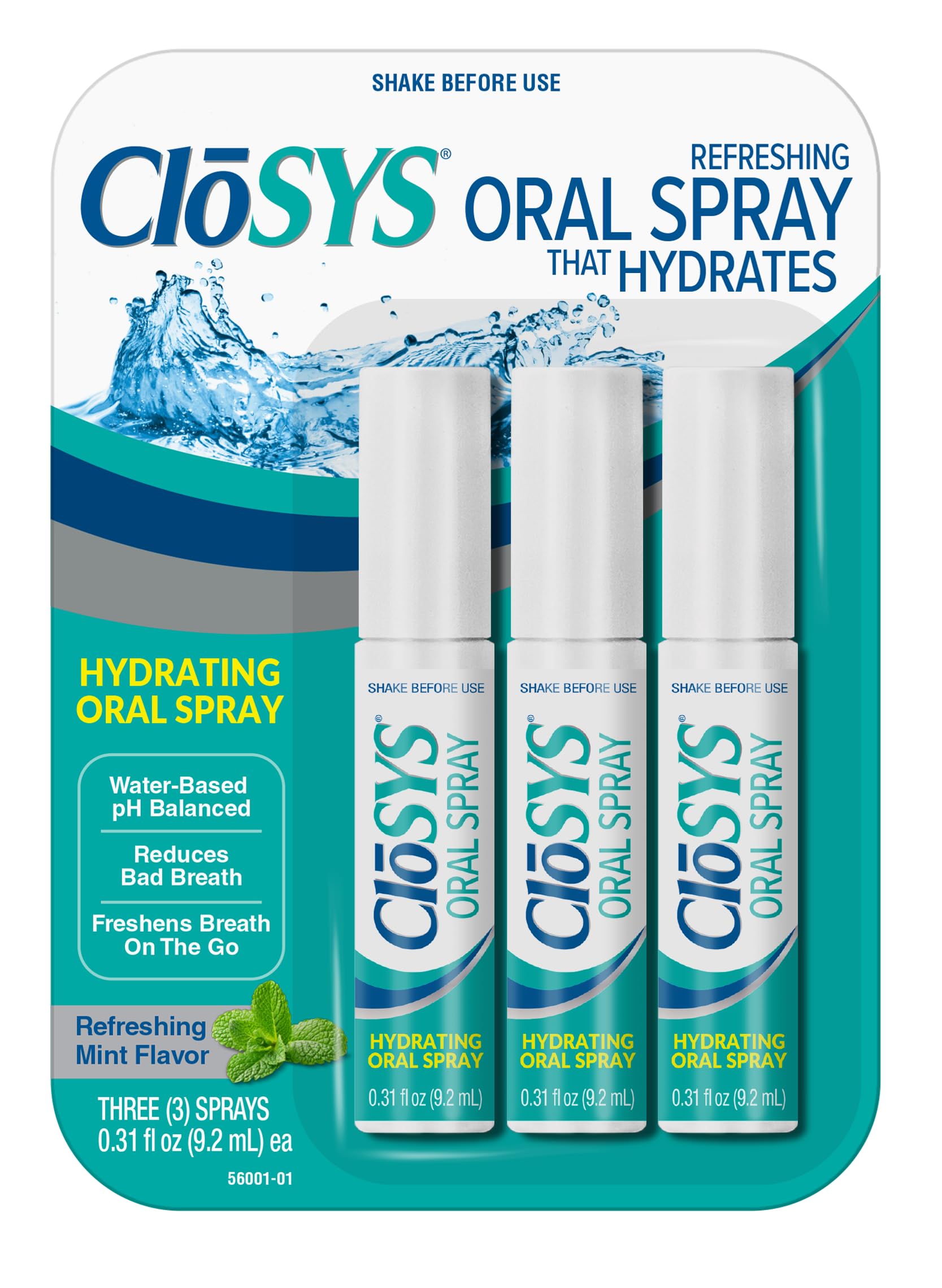 CloSYS frente del empaque mostrando el spray y frescor inmediato