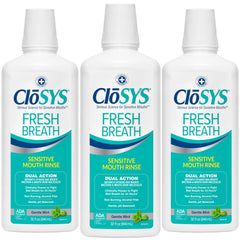 CloSYS vista frontal pack de tres botellas para frescura prolongada