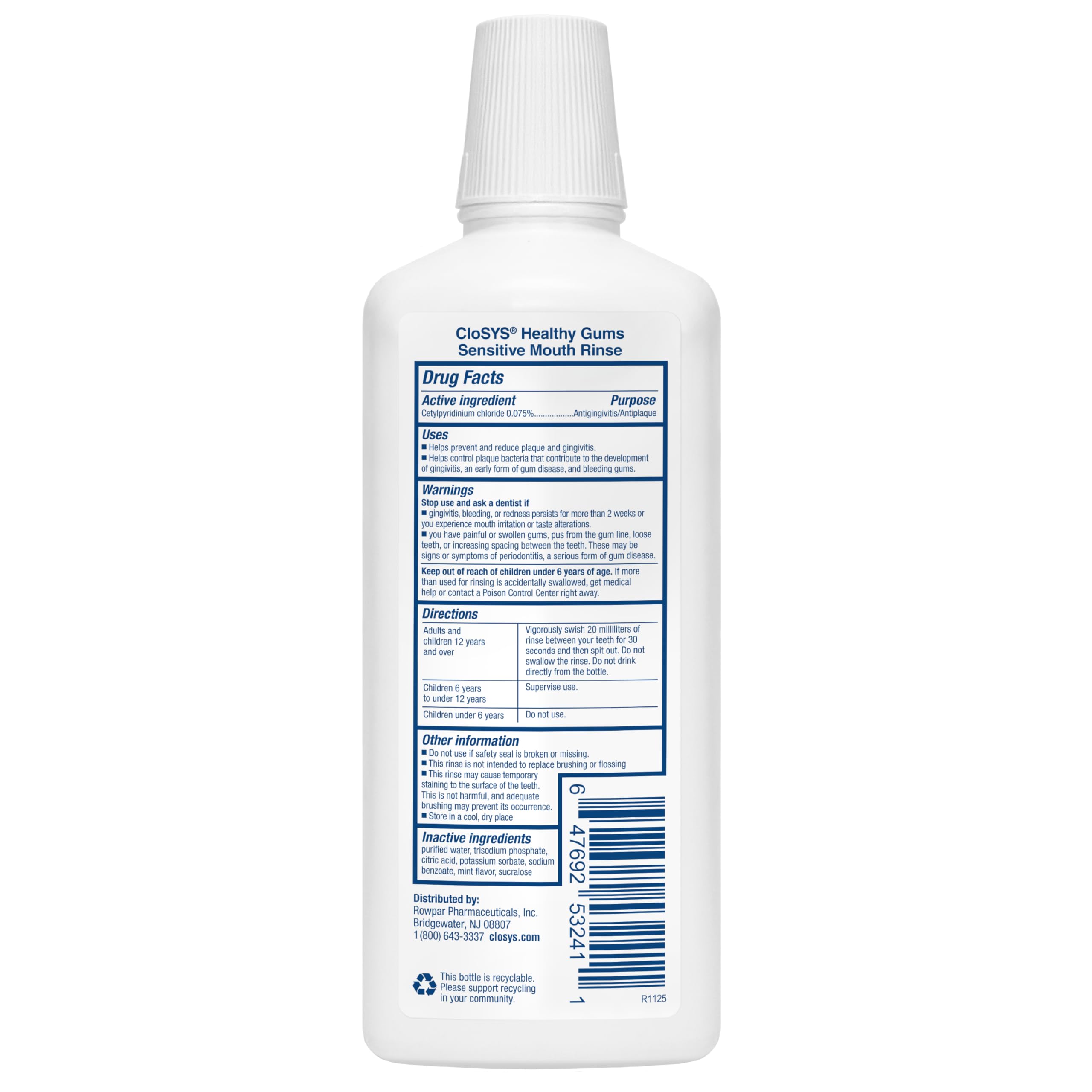 CloSYS botella en mano mostrando tamaño 32 oz y duración del producto