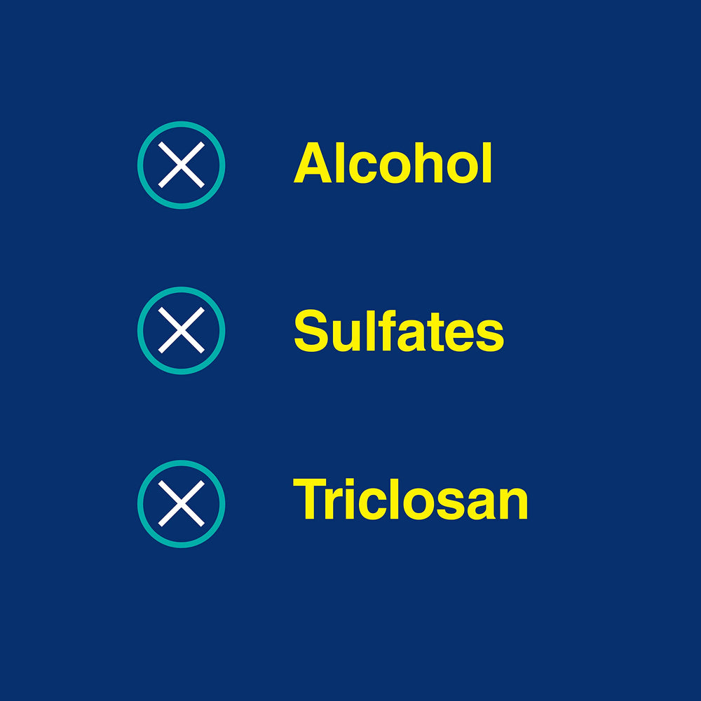 Detalle del líquido CloSYS sin alcohol enfatizando textura suave y no irrita