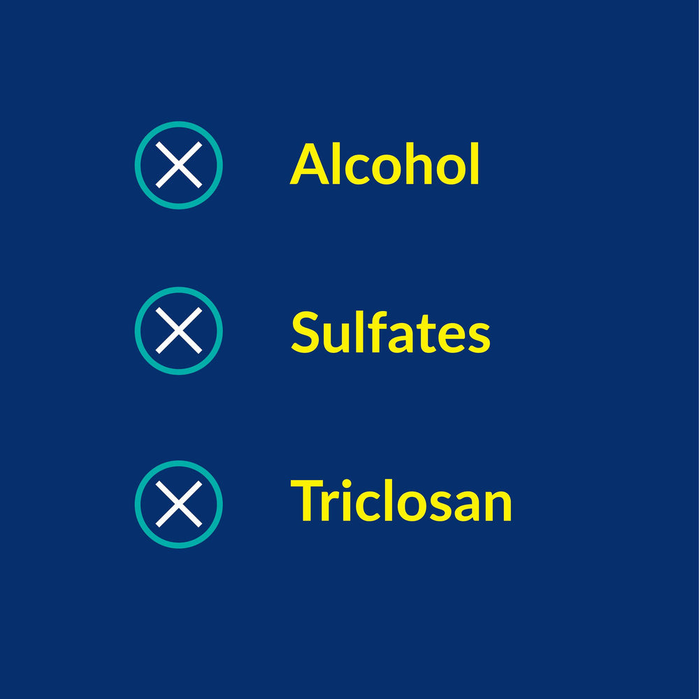 CloSYS líquido transparente muestra textura suave y sin alcohol
