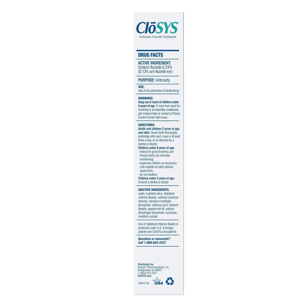 CloSYS detalle del tubo y textura de la pasta, suavidad para encías