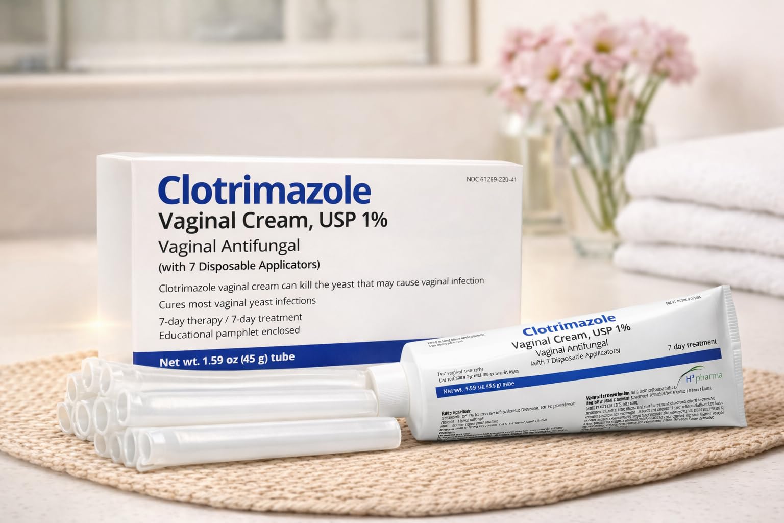 Clotrimazole aplicador con crema listo para uso nocturno sencillo