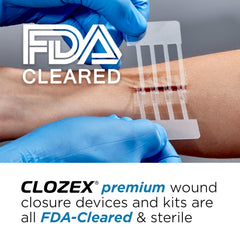 Clozex aplicación en mano que ilustra colocación rápida y fácil del cierre
