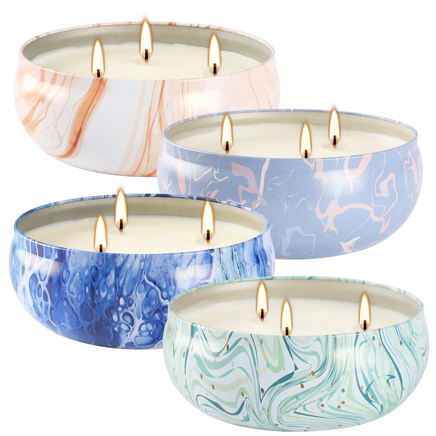 CLTNIKET velas triple mecha frontal mostrando diseño marmol y luz decorativa