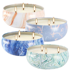 CLTNIKET velas triple mecha frontal mostrando diseño marmol y luz decorativa