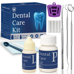 CLYVO empaque frontal del kit dental mostrando componentes y portabilidad