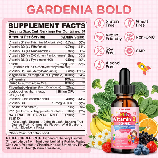 CNCHEF detalle de etiqueta con lista de vitaminas y formas methyladas
