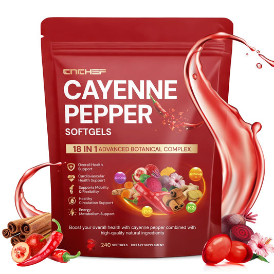 cnchef frente del envase mostrando 240 softgels y beneficios visibles