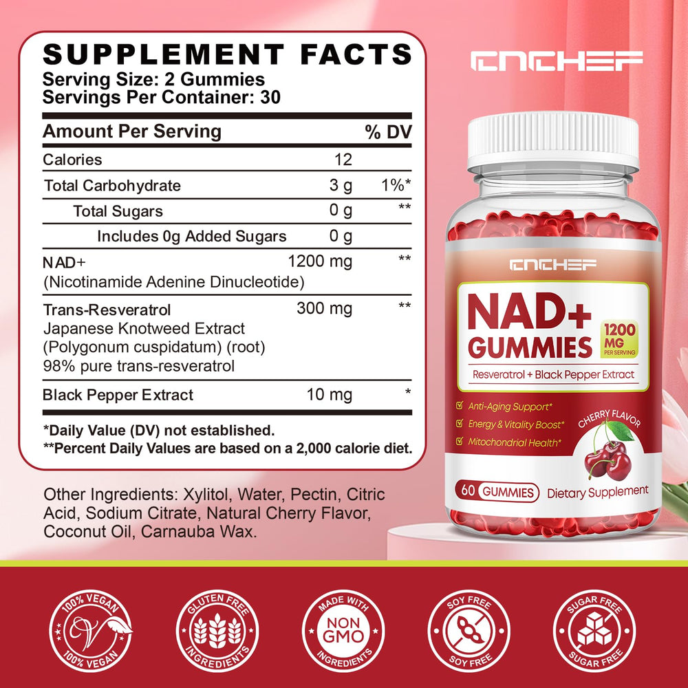 CNCHEF ingredientes activos NAD+ resveratrol y pimienta beneficios