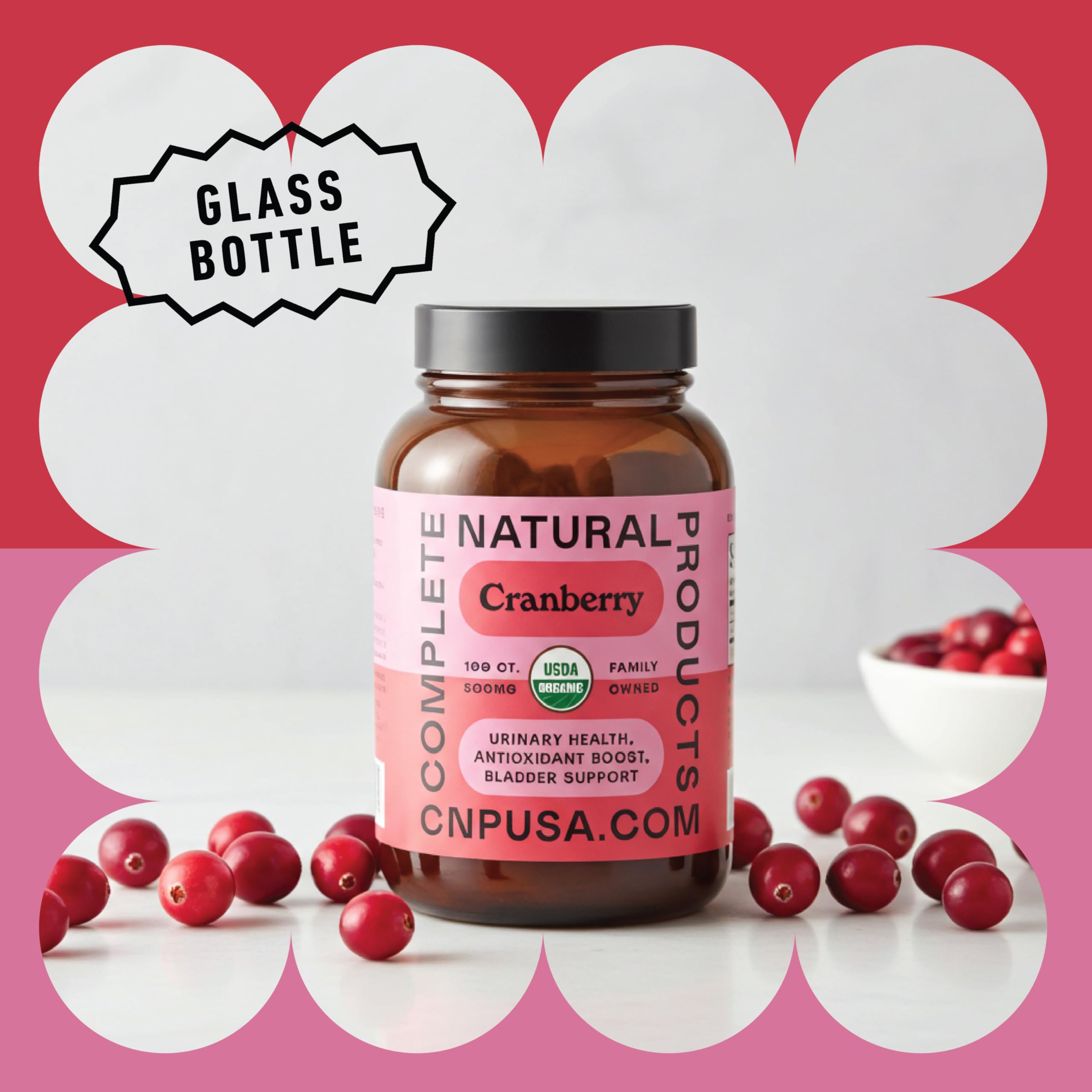 Etiqueta con certificaciones USDA y Non-GMO Complete Natural Products visible
