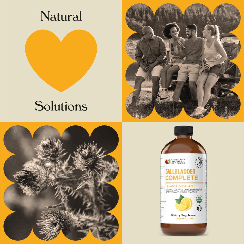 Complete Natural Products servicio con vaso de agua para facilitar toma diaria