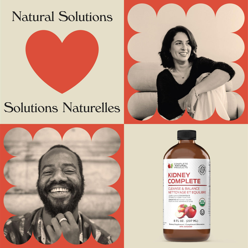 Detalle de la etiqueta Kidney Complete Liquid Complete Natural Products con información de ingredientes