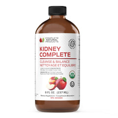 Complete Natural Products envase frontal Kidney Complete Liquid mostrando la marca y beneficios